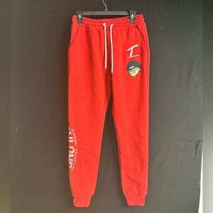 Men’s Tulones Currency Collectors Red Graphic Drawstring Jogger Pants Small